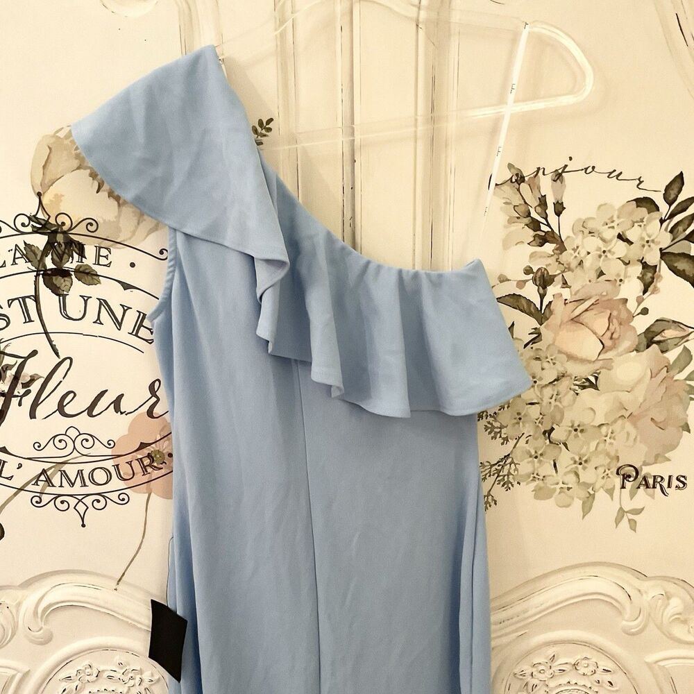 Lulu's Light Blue One-Shoulder Ruffle Maxi Dress - Picture 10 of 12